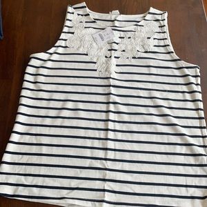 JCrew Striped Tank with Floral detail
